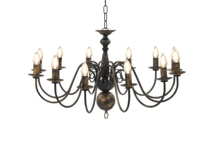 Multidom Luster, čierny, starožitný 12 x žiarovky E14