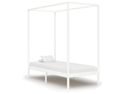 Multidom Posteľný rám so strieškou biely 90x200 cm borovicový masív