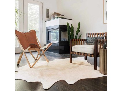 Multidom Koberec pravá hovädzia koža béžový 150x170 cm