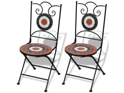 Multidom Skladacie záhradné stoličky 2 ks, keramika, tehlové a biele