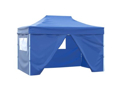 Multidom Skladací záhradný stan so 4 bočnými stenami 3x4,5 m, modrý