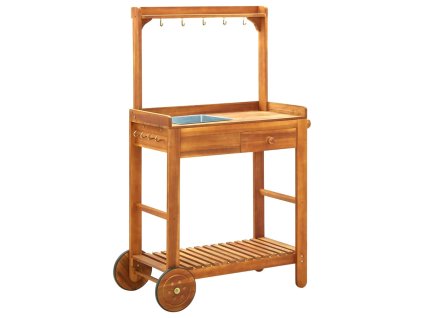 Multidom Záhradný servírovací vozík z akáciového dreva 92x43,5x141,5 cm