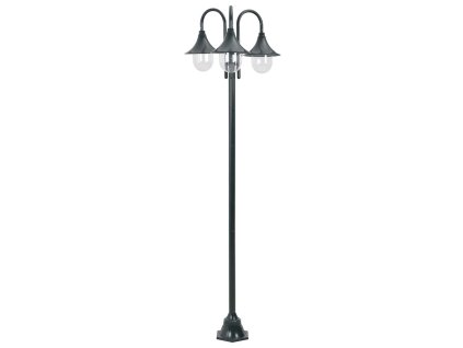 Multidom Záhradná stĺpová lampa E27 220 cm hliníková 3-lampáše tmavozelená