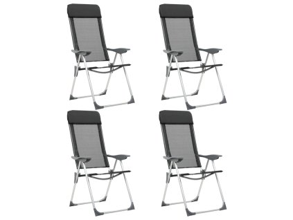 Multidom Skladacie kempingové stoličky 4 ks, čierne, hliník