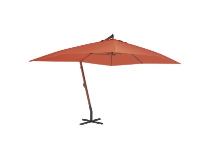 Multidom Závesný záhradný slnečník, drevená tyč 400x300 cm, tehlový