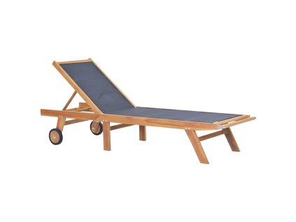 Multidom Skladacie záhradné ležadlo s kolieskami,tíkový masív a textilén