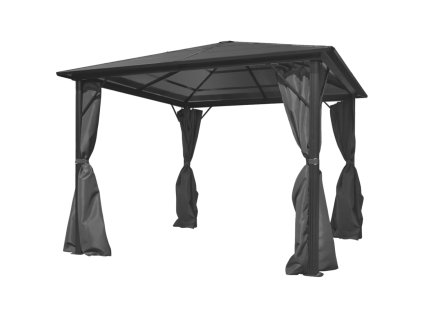 Multidom Altánok so závesmi, antracitový, hliníkový 300x300 cm