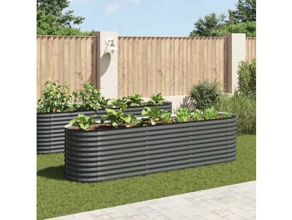 Multidom Vyvýšený záhradný záhon 320x80x81 cm, pozinkovaná oceľ, sivý