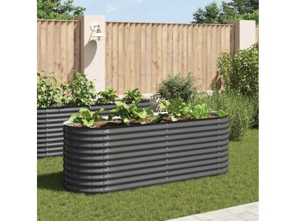 Multidom Vyvýšený záhradný záhon 240x80x81 cm, pozinkovaná oceľ, sivý