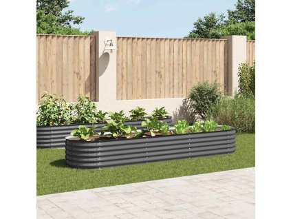 Multidom Vyvýšený záhradný záhon 320x80x44 cm, pozinkovaná oceľ, sivý