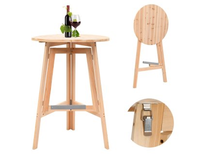 Multidom Skladací barový stôl 78 cm, jedľové drevo