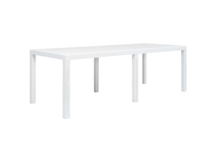 Multidom Záhradný stôl biely 220x90x72 cm plastový s ratanovým vzhľadom