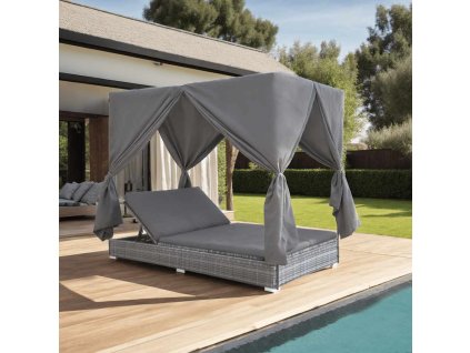 Multidom Záhradné ležadlo so závesmi polyratanové sivé