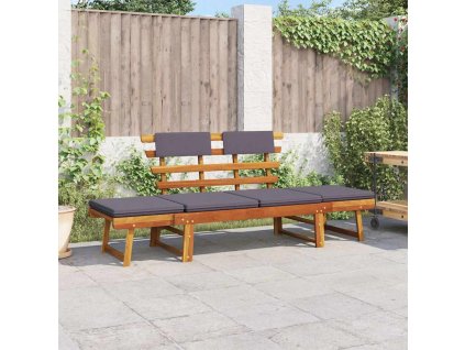 Multidom Záhradné ležadlo s podložkami 2-v-1 190 cm, akáciový masív