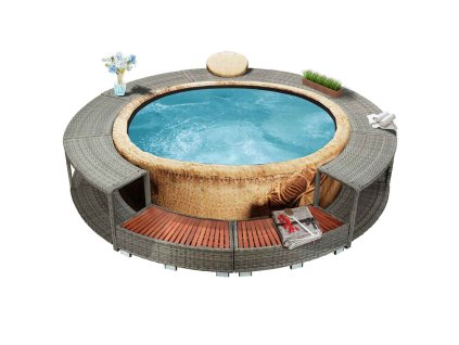 Multidom Rám k vírivke, sivý, polyratan