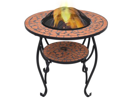 Multidom Mozaikové ohnisko so stolom, tehlové 68 cm, keramika
