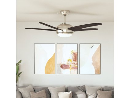 Multidom Ozdobný stropný ventilátor s osvetlením, 128 cm, hnedý