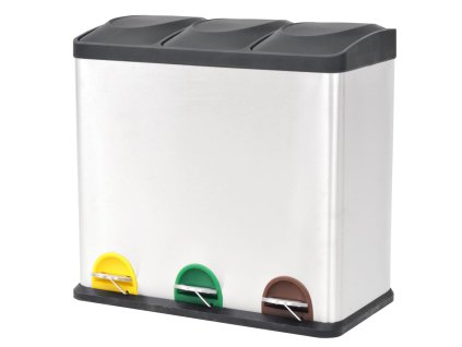 Multidom Pedálový odpadkový kôš na triedený odpad, nerezová oceľ 54 l