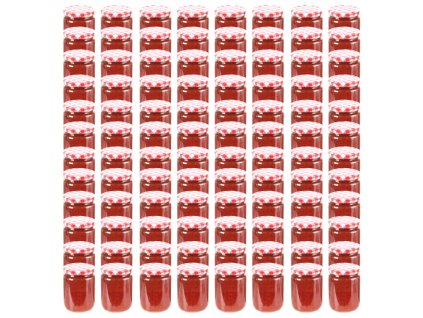 Multidom Zaváracie poháre s bielo-červenými viečkami 96 ks 230 ml sklo