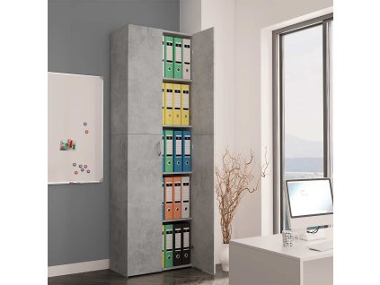 Multidom Kancelárska skrinka, betónovo sivá 60x32x190cm kompozitné drevo