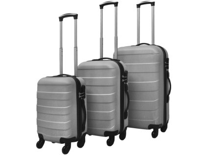 Multidom Sada 3 škrupinových kufrov s kolieskami,strieborná 45,5/55/66cm
