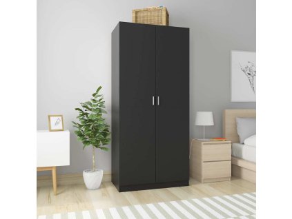 Multidom Šatník, čierny 90x52x200 cm, kompozitné drevo