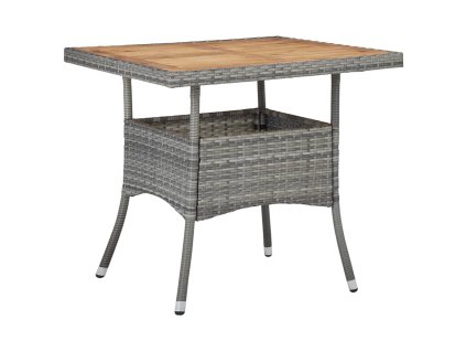 Multidom Vonkajší jedálenský stôl sivý polyratan a akáciový masív