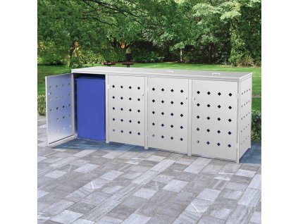 Multidom Prístrešok na štvoritý odpadkový kôš nehrdzavejúca oceľ 240 l