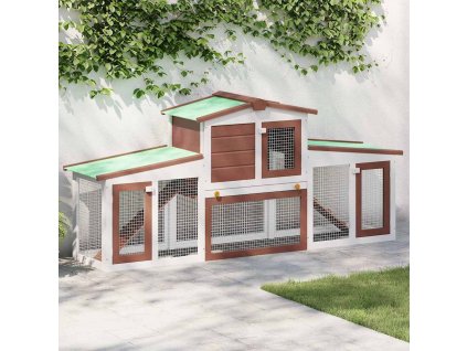 Multidom Veľká vonkajšia králikáreň, hnedo biela 201x45x85 cm, drevo
