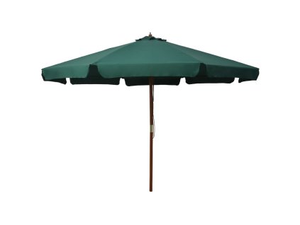 Multidom Vonkajší slnečník s drevenou tyčou 330 cm, zelený