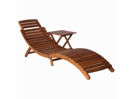 Multidom Záhradné ležadlo so stolíkom, akáciový masív, hnedé