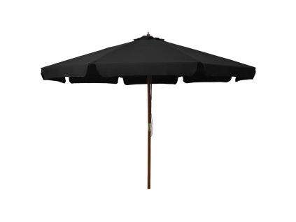 Multidom Vonkajší slnečník s drevenou tyčou 330 cm, čierny