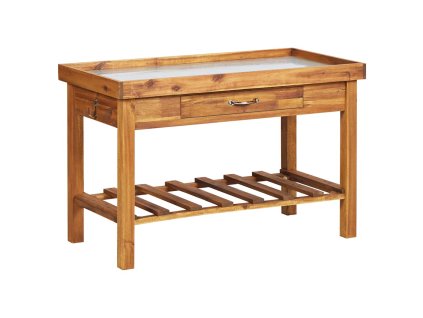 Multidom Záhradný pracovný stôl s pozinkovaným povrchom akáciový masív