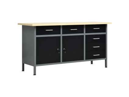 Multidom Pracovný stôl čierny oceľový 160x60x85 cm