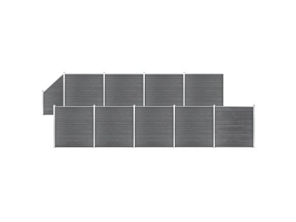 Multidom WPC plotová sada 9 štvorcových + 1 zošikmený diel sivý 1657x186 cm