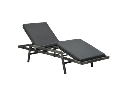 Multidom Záhradné ležadlo s podložkou sivé polyratanové