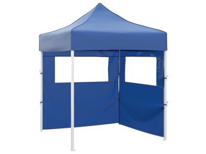 Multidom Profesionálny skladací párty stan+2 steny 2x2 m, oceľ, modrý