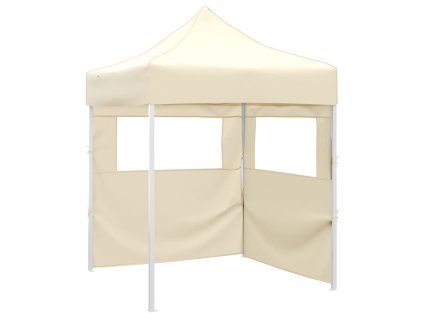 Multidom Profesionálny skladací párty stan+2 steny 2x2 m, oceľ, krémový