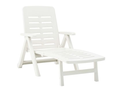 Multidom Skladacie záhradné ležadlo, plast, biele