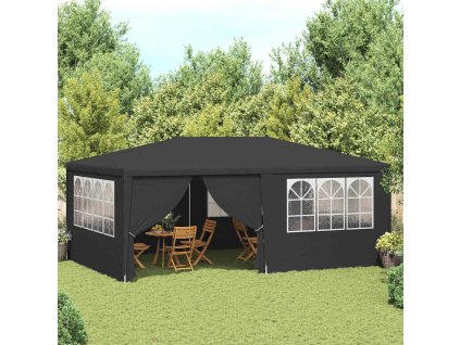 Multidom Profesionálny párty stan+bočné steny 4x6 m, antracitový 90 g/m²