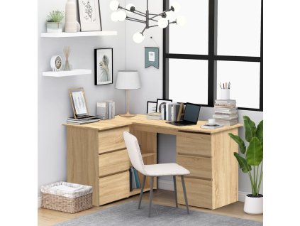 Multidom Rohový stôl, dub sonoma 145x100x76 cm, kompozitné drevo