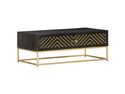 Multidom Konferenčný stolík čierny a zlatý 90x50x35 cm mangovníkový masív
