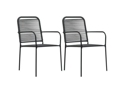 Multidom Záhradné stoličky 2 ks čierne bavlnené šnúry a oceľ