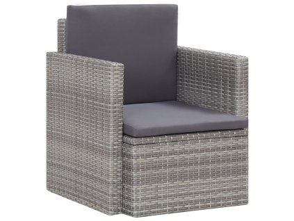 Multidom Záhradné kreslo s podložkami, polyratan, sivé