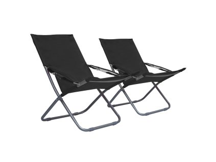 Multidom Skladacie plážové kreslá 2 ks, látka, čierne