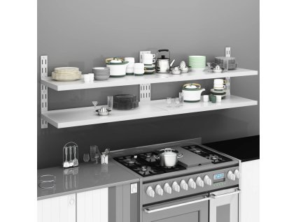 Multidom Nástenné regály s 2 policami 2 ks nehrdzavejúca oceľ 200x30 cm