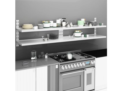 Multidom Nástenné regály s 2 policami 2 ks nehrdzavejúca oceľ 240x30 cm