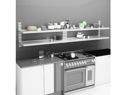 Multidom Nástenné regály s 2 policami 2 ks nehrdzavejúca oceľ 300x30 cm