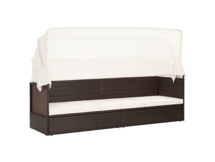 Multidom Záhradná pohovka so strieškou hnedá polyratanová