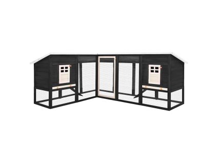 Multidom Vonkajšia králikáreň s výbehom sivo-biela masívne jedľové drevo